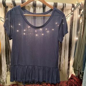 Lightweight navy peplum blouse